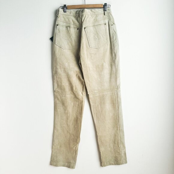 Nuage Light Beige Suede Straight Leg Jeans Pants 12 NWT - Picture 2 of 5